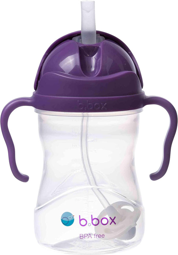 b.box Sippy Cup with Weighted Straw, Leak Proof and Spill Proof for Babies 6m+ to Toddlers (Grape, 8oz)
