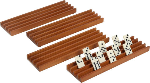GSE Games & Sports Expert Domino Set of 4 Wooden Domino Trays