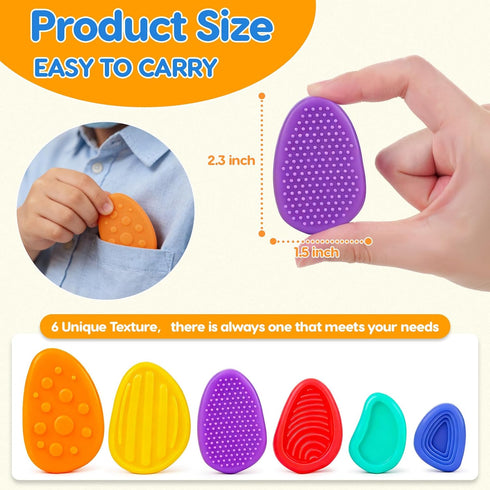 12 Pack Fidget Toys Sensory Stone for Kids: Texture Worry Stone - Soothing Sensory Tools for Autism Children Calming