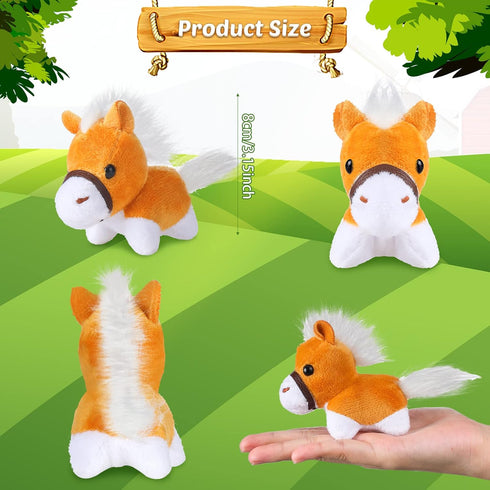 Aoriher 24 Pcs Mini Horse Plush Stuffed Animal Keychain Toys, 3.15 Inch Horse Party Favor with Detachable Chain