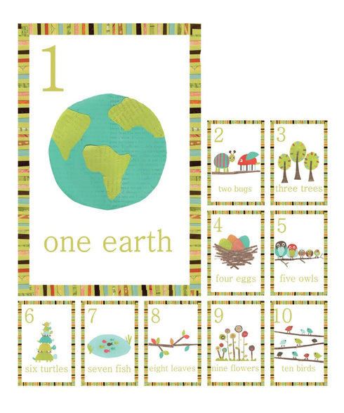 Children Inspire Design Forest Animal Numbers Wall Cards, Set of Ten, 5x7 Prints