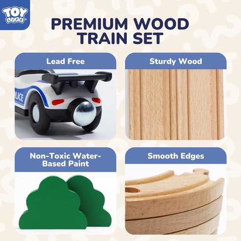 Set 2-4, 56PCS Set, Set, 3 4 5 6 TOY Life Wooden Train for Toddlers Police Station Train Toys with Wooden Train Track