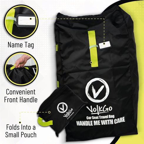 Backpack V VOLKGO Car Seat Travel Bag For Airplane with Padded Shoulder Straps, Gate Check Bag, Car Seat Bags for Air