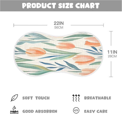 YETTASBIN Tulips Muslin Baby Burp Cloth, Super Soft Absorbent Cotton Burp Rag Baby Bibs Feeding Cloth for Newborn Boys