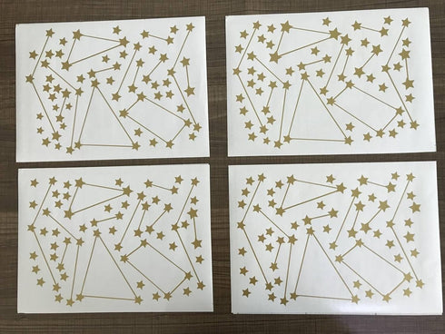 Gold 190 Star Constellation Wall Decal, Removable Kids Bedroom Decoration, Outer Space Nursery Art Mural Decor ZB162