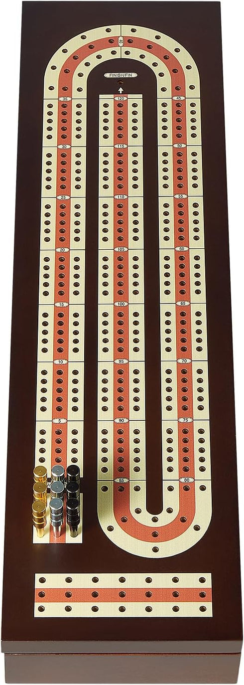 Set 3 9 2 BIVOMON Cribbage Board Game Continuous Track Wooden Board with Magnetic Lock, Metal Pegs, Playing Cards