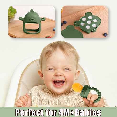 6-in-1 Set 3 Baby Fruit Feeder Pacifier & Baby Food Feeder Silicone Breastmilk Popsicle Mold with Freezer Tray