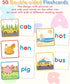 Gojmzo Wooden CVC Word Spelling Games, Montessori Educational Toys Gifts for 3-6 Year Old Kids, Sight Words Flash Cards