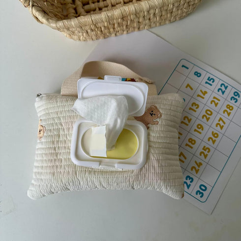 XZQYDS Portable Baby Wipe Bag Strollers Tissue Bag with Lanyard, Reusable Cotton Tissue Holder Case for Stroller