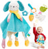 hahaland Baby Lovey Security Blanket, Plush Hanging Sensory Toy with Teether, Rattle