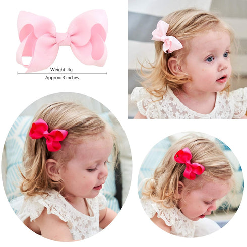 40PCS 3Inch Hair Bows for Girls, Grosgrain Ribbon Toddler Hair Accessories with Alligator Clips for Kids