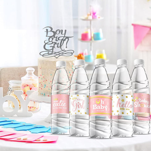 80 Teling Pieces Baby Shower Water Bottle Labels Waterproof Water Bottle Stickers Wrappers Labels for Baby Shower Party