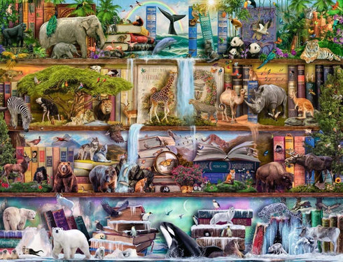 Ravensburger Aimee Stewart: Wild Kingdom Shelves 2000 Piece Jigsaw Puzzle, Engaging Brain Game, Unique Puzzle Pieces,