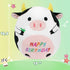 14.5" Birthday Cow Plush Pillow, Cute Black Cow Stuffed Animal Body Pillow for Kids Birthday Decoration Gifts