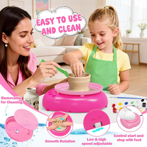 Weilim 8-12 3 Packs 6+ Pottery Wheel for Kids Complete DIY Pottery Painting Kit, Arts and Crafts for Kids Ages