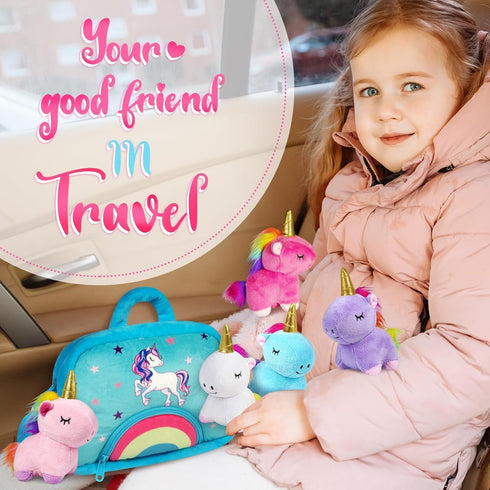 18 5 Set, 2 3 4 5 6 7 8 KMUYSL Toys for Months+ Year Old Girls, Plush Stuffed Animal with Unicorn Babies in Plush Bag