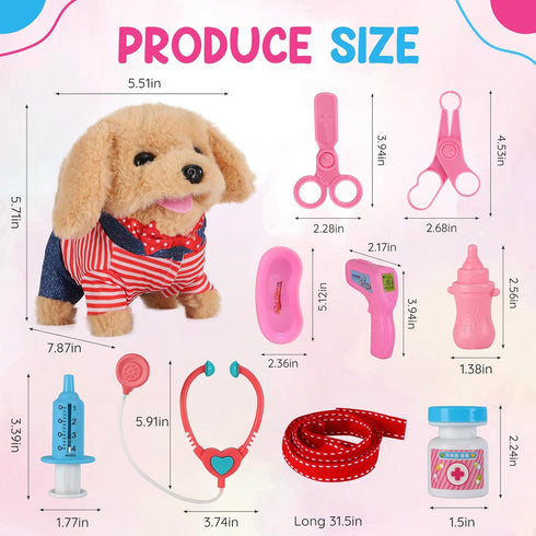 Skymetis 10 3 Toddler Toy Pcs Interactive Retriever Robot Dog Toy - Walking & Stuffed Puppy with Stethoscope for Vet