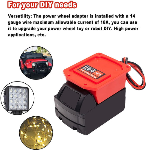 Power Wheel Adapter for Milwaukee 18V M18 Battery Connector: Good Power Converter for DIY Robotics and RC Toys