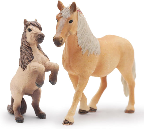 Gemini&Genius Horses Toy for Kids, Premium Farm Horse Animal Playset with Mare and Horse Cub Family Action Figures
