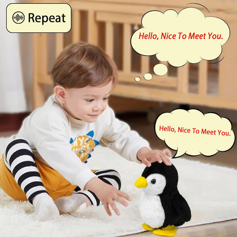 YH YUHUNG Walking Penguin Plush Toy Repeats What You Say with Clear Voice Talking Penguin Stuffed Animal Repeating Toy