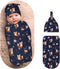 Nanyizly Cute Foxes Flowers Newborns Beanie Swaddle Blanket Set Baby Receiving Blankets for