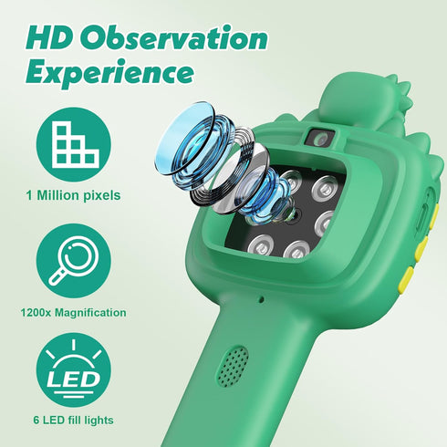 Wonovate 812, Microscope for Kids Gifts Toys Science, Mini Handheld Digital Pocket Microscope Requiring Direct Surface