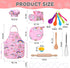 FunsLane Set, 2 Set, Kids Cooking and Baking Chef Pcs Apron (Pink Green) Chef Hat Accessories Complete Cooking Dress Up
