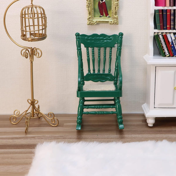 1:12 Dollhouse Miniature Rocking Chair Scale Wooden Furniture Accessories Tiny Mini House Home Outdoor Decoration Model