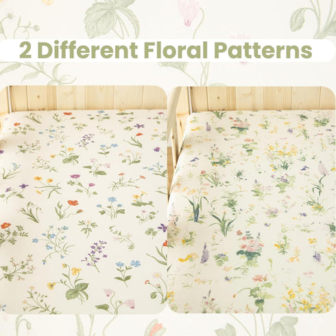 2 Pack 5228 SDIII Floral Crib Sheets for Baby Girl Stretchy Microfiber Jersey Knit Fall Crib Sheets Floral for Standard