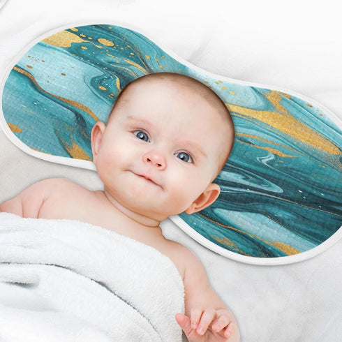 YETTASBIN Blue Gold Marble Muslin Baby Burp Cloth, Super Soft Absorbent Cotton Burp Rag Baby Bibs Feeding Cloth