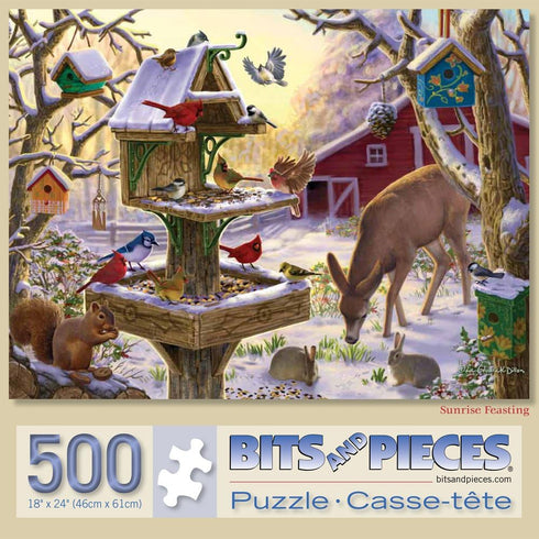 Bits and Pieces 500 Piece Jigsaw Puzzle for Adults - ‘Sunrise Feasting’ by Artist Liz Goodrick Dillon