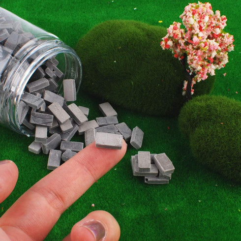 250pcs Mini Brick Building Set - Dollhouse Miniature Bricks Model (Grey, 1:35)