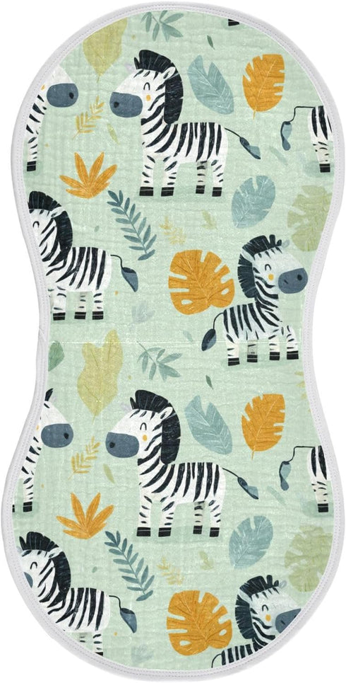 decor gift Cotton Muslin Burp Cloth Breathable Funny Jungle Zebras Green Feeding Cloth for