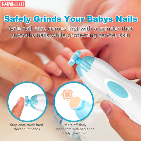 Trimmer 10 8 Baby Nail Clippers, FANSIDI Safe Baby Nail Baby Nail File Electric with Filing Pads Sandpapers for Newborn