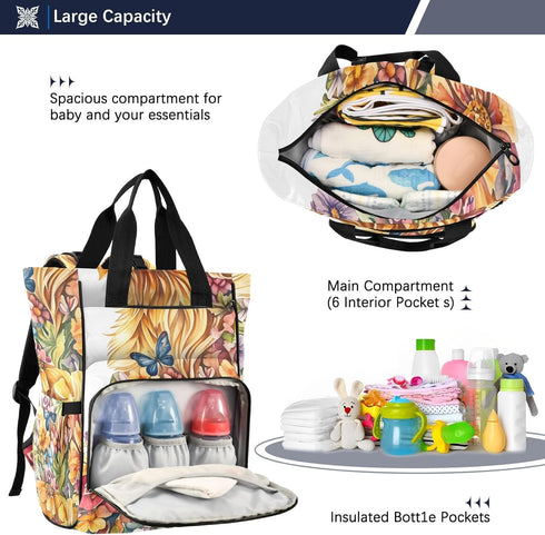 SUABO Backpack Baby Diaper Bag A Full-body Watercolor Of Retriever Large Bag Waterproof Travel Diaper Bags for Moms