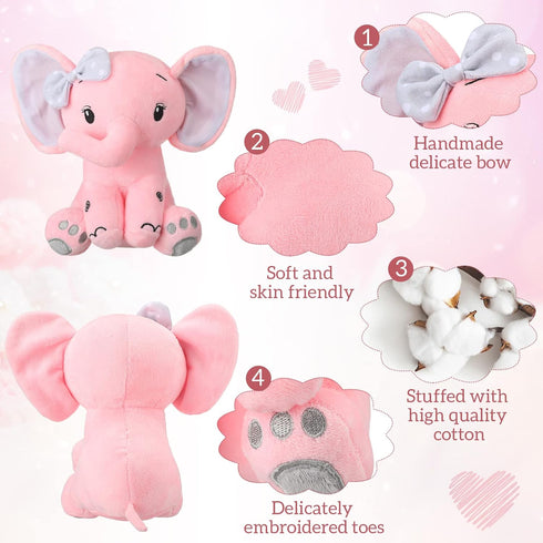 6 Pieces Elephant Stuffed Animals, 8 Inch Big Ear Plush Toy Gift for Baby Shower, Woodland Nursery Decor