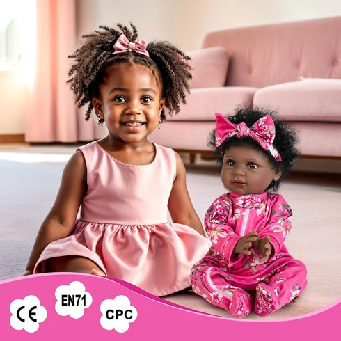Aori Lifelike Black Reborn Baby Dolls - 22" Black American Newborn Doll with Cloth Body & Gift Box for Kids 3+