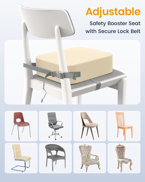 OPZAVYA Toddler Booster Seat for Dining Table and Kitchen Chair Adjustable Safety Straps, PU Leather, Non-Slip, Easy