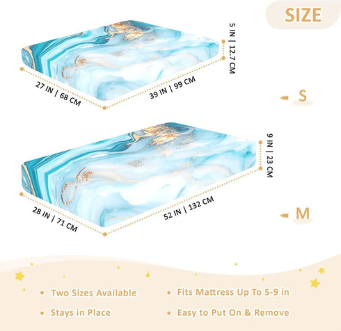 Bseiialft 52 28 Blue Turquoise Marble Crib Sheets for Boys Girls Soft and Breathable Cotton Baby Sheets for Standard