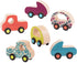 B. toys 6 Little Wooden Toy Cars Free Wheee-Lees Colorful Play Set for Kids, Toddlers, 1 Year +