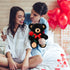 Black Bear Plush Stuffed Animal, 11.8 Inches Black Bear with Rose, Cute Gifts for Kids Toddler Girlfriend