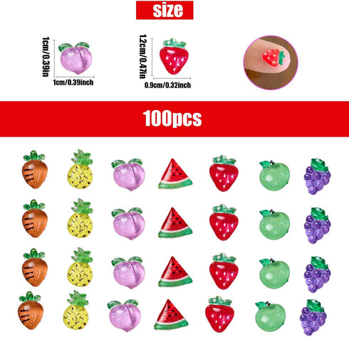 HETRUUOP 100PCS Mini Fruit Decor for Dollhouse Resin Tiny Fruits for Crafts Micro Miniature Fruit for Fairy Garden