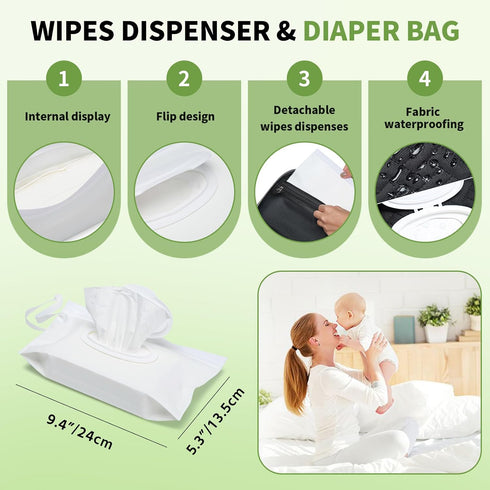 Fwkekye 2 Diaper Bag Organizer with Pieces Wipes Dispensers, Portable Stroller Mini Diaper Bag Pouches Travel Gear