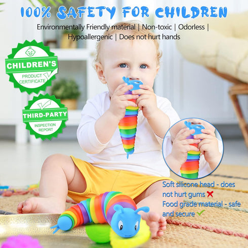 Cevioce Fidget Slug Toy, Sensory Slug Fidget Toys for Kids & Adults, 1Pc Autism Sensory Toys for Autistic Children Toddlers, Toddler Toys - 3 4 5 6 7 8+ Year Old Girl Boy Birthday Gifts D