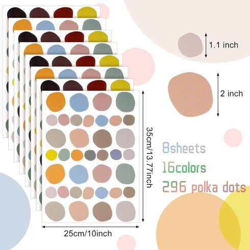 Epakh 296 Pcs Polka Dots Wall Decal, Colorful Boho Rainbow Kids Playroom Decor, Peel and Stick Modern Sticker