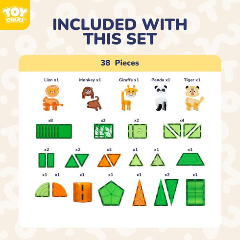 TOY Life Magnetic Tiles for Toddlers, 38 Pcs Magnetic Blocks for Kids Ages 4-8, STEM Magnet Toys for Christmas Birthday