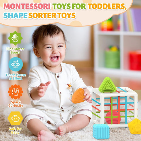 1 6 12 MINGKIDS Montessori Toys for Year Old, Pc Multi Sensory Shape, Toddler Developmental Learning Birthday Gifts