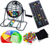 Yuanhe Deluxe Bingo Game Set - Metal Round Cage, 75 Colored Balls, 50 Cards, 300 Mixed Chips & Master Board