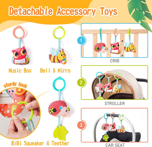 0-3-6-9-12 Tummy Jollybaby Crib Stroller Car Seat Toys for Baby Months, Time Hanging Sensory Toys for Newborn