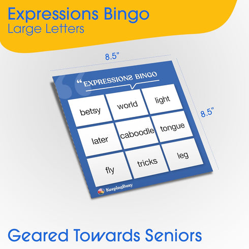 Keeping Busy Expressions Bingo for Dementia Patients Products for People with Dementia Activities for Seniors to Keep Busy Boxes for Dementia Patients | Cards, Chips & 6 Boards | Alzheimers Activities